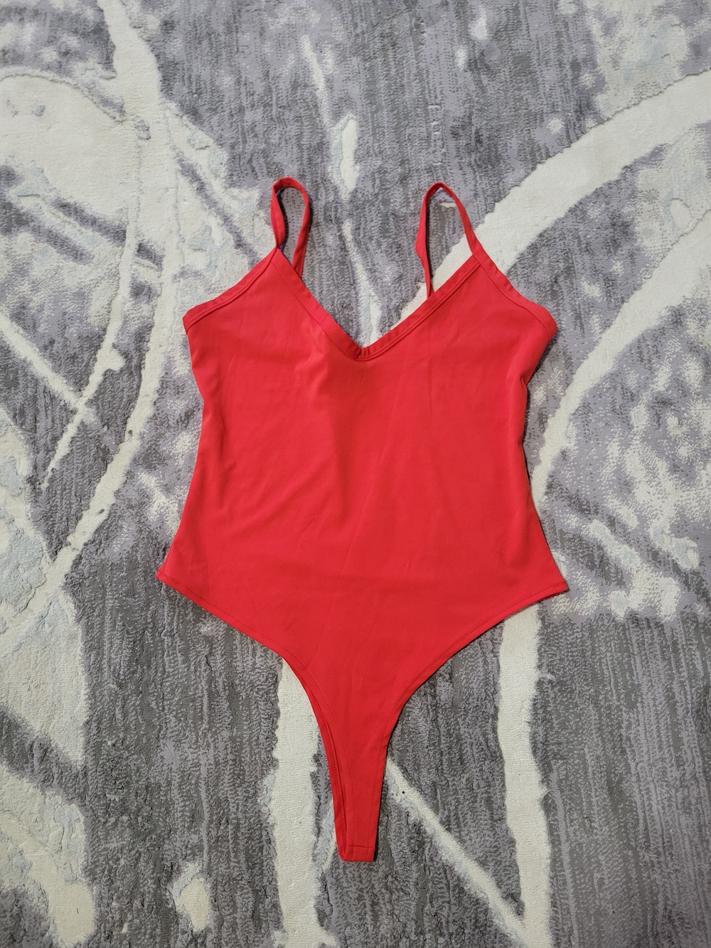 Women's Red V-Neck One-Piece Bodysuit Size L